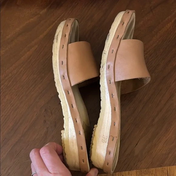 No. 6 Tan Leather Slide Clog Sandals - Picture 3 of 5
